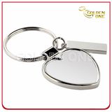 Heart Shape Blank Metal Keyring with Metal Charm