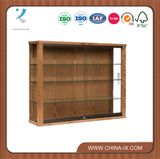 Wooden Rectangular Wall Mounted Display Stand with Sliding Door