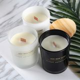 Hot Sell Glass Scented Candle Holders with Wooden Lid