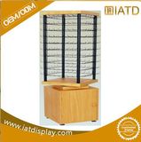 Revolving Pop up Wooden Hanging Glass Display Cabinet for Toy/Key/Ornaments/Greeting Card