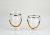 Glass Candle Holder with Jute Rope Handle