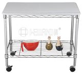 New Chrome Adjustable Living Room Metal Wire Rack with PU MDF Board (MDF603547B2C)