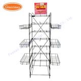 Black Folding Metal Wire Supermarket Shelving Hanging Wire Display Rack Free Standing