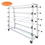 Double Sided Flooring Stand Retail Metal Fabric Roll Display Rack