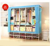 Modern Simple Wardrobe Household Fabric Folding Cloth Ward Storage Assembly King Size Reinforcement Combination Simple Wardrobe (FW-57A)