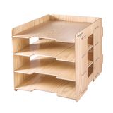 DIY Wooden Office Storage Box with 4 Layers Shelf