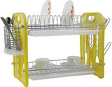 2 Layers Metal Wire Kitchen Dish Rack Plastic Board No. Dr16-Bp02