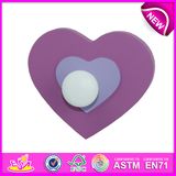 2014 New Promotional Wooden Cloth Hook for Kids, Heart Design Cloth Hook for Children, Hot Sale Lovely Cloth Hook for Baby W09b031