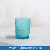 Blue Sunflower Design Glass Candle Holder