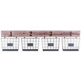 Kitchen for Coffee Rustic Whitewash Wooden Shelf 4-Iron Wire Baskets