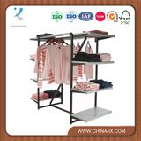 Customized Clothing Display Rack with 8 Shelves & 2 Hangrails