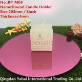 4mm Medium Round Pink Glass Mirror Candle Holder