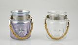 High Quality Glass Candle Holder with Jute Rope Handle