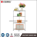 Home Furniture DIY 4 Shelves Fan-Shaped Livingroom Corner Storage Metal Wire Shelving Rack