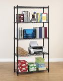 Black 5 Tiers Adjustable Metal Wire Office Rack
