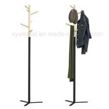 Fashion Modern Style Metal Steel Base Wooden Hanger Hat Coat Rack