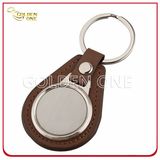 Promotion Gift Leather Key Fob with Blank Brush Metal