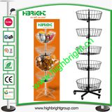 4 Tier Metal Wire Floor Rotating Promotional Display Rack