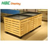 New Design Wooden Fruit Display Shelving Racks for Big Store