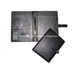 Ring Bound Leather Manila Folder with Calculator