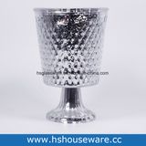 Diamond Style Slivery Glass Hurricane Candleholder