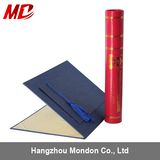 Graduation Navy Blue Paper Certificate Cover and Red Tube Holder Set