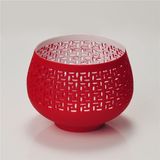 Red Colored Candle Holder with Pierced Pattern