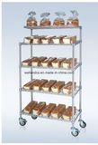 5 Tiers Chrome Metal Wire Bread Display Trolley Rack