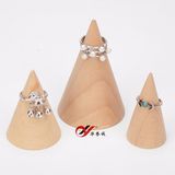 3 PCS/ Set Cone Shape Original Wood Ring Display Holder