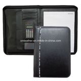 Black Leather Cover Medical File Folders with Pockets