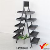 Vintage Fold Free Standing Galvanized Metal Flower Pot Shelf