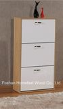 Home Furniture Glossy Wooden 3 Rotating Drawers Shoe Cabinet (XE31)