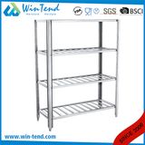 4 Tier Stainless Steel Multi Purpose Adjustable Storage Rack with Height Adjustable Leg