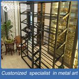 304# Stainless Steel Black Titanium Wine Display Rack for Supermarket