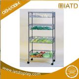 Factory Directly Fruit Vegetable Metal Floor Display Rack with Wheel