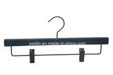Hotel Wooden Clothes Hanger for Pants with Chrome Clips (YLWD-d0)