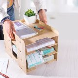 Wooden DIY Office Storage Shelf with 4 Layers