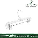 Crystal Plastic Skirt/Slack Hangers, Clear Pant Racks with Anti-Rust Hook/Clips