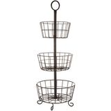 Black Three-Tier Basket Stand Wire Basket Metal Rack