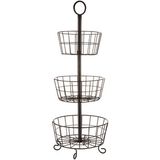 Black Three-Tier Basket Stand Wire Basket Metal Rack