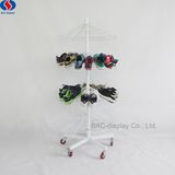 Supermarket 4 Layer Height Adjustable Rotating Height Circular Metal Shoe Display Rack