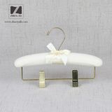 Satin Padded Wholesale Clothing Hanger with Golden Metal Clips