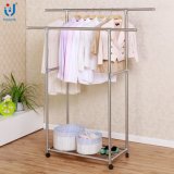 Extendable Double Rod Clothes and Shoes Hanger with Metal Connector