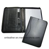 Zipper Closure Ring Binder Notepad Leather File Holder, Doument Holder