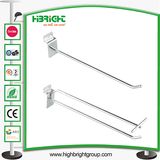 Supermarket Chromed Slatwall Hook with Overarm Rail