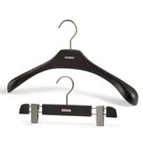 Dark Brown Garment Hanger, Wooden Mens Hanger with Logo