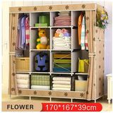 Modern Simple Wardrobe Household Fabric Folding Cloth Ward Storage Assembly King Size Reinforcement Combination Simple Wardrobe (FW-22C)