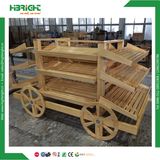 Supermarket Hypermarket Pine Wooden Luxury Vegetable Rack Display Car