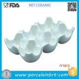 Hot Sale Classic 6 Eggs White Ceramic Egg Tray