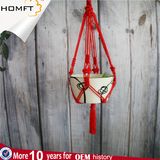 White Cotton Plant Hanger with Wood Tray